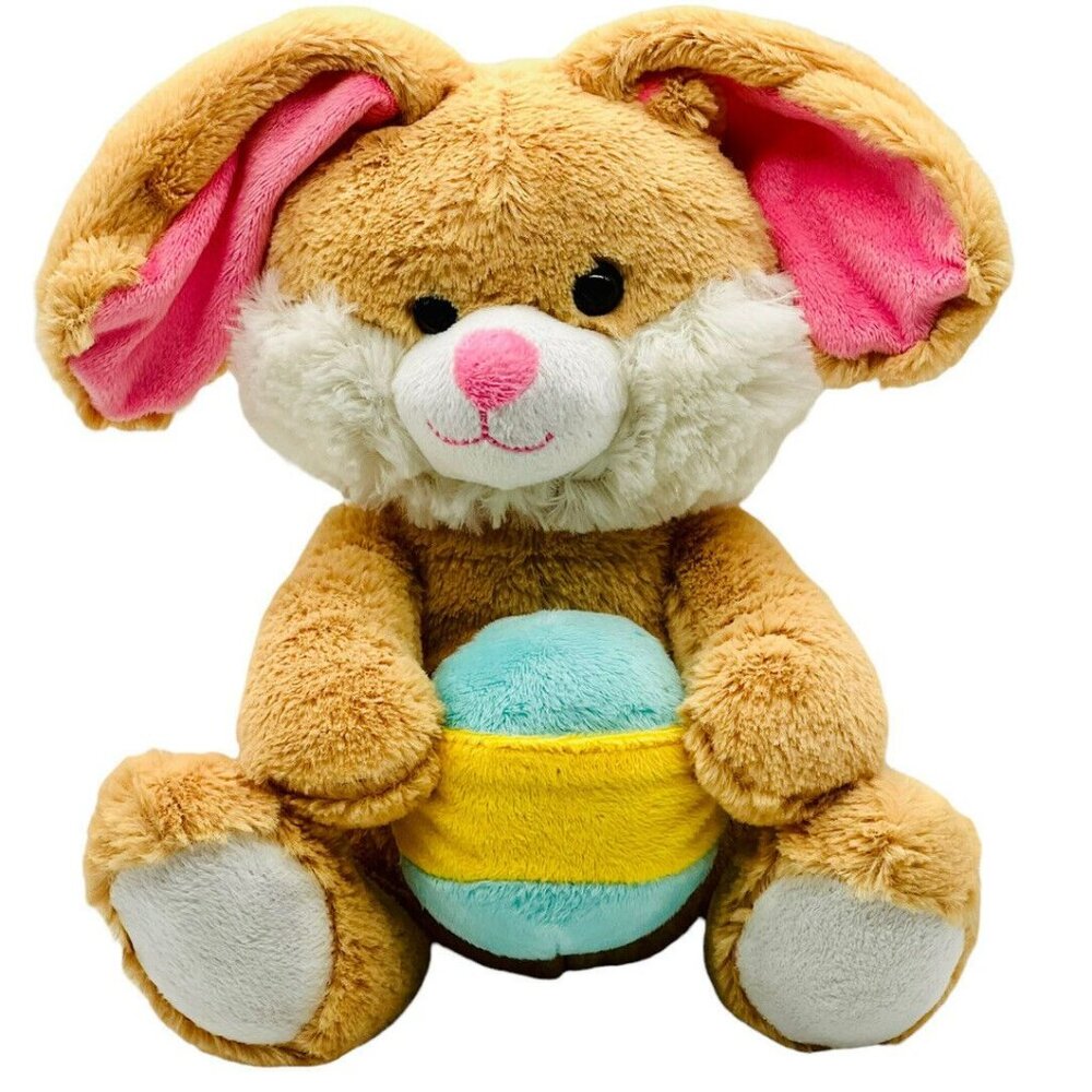 Animal Adventure Bunny Plush with Easter Egg Rabbit Pink Ears 10” Soft‎ Cuddly